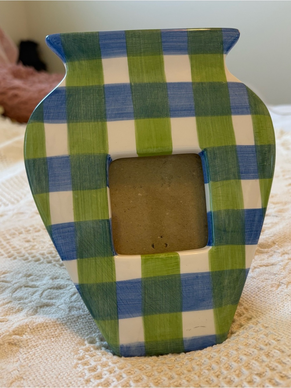 Plaid Ceramic Picture Frame - Blue & Green
